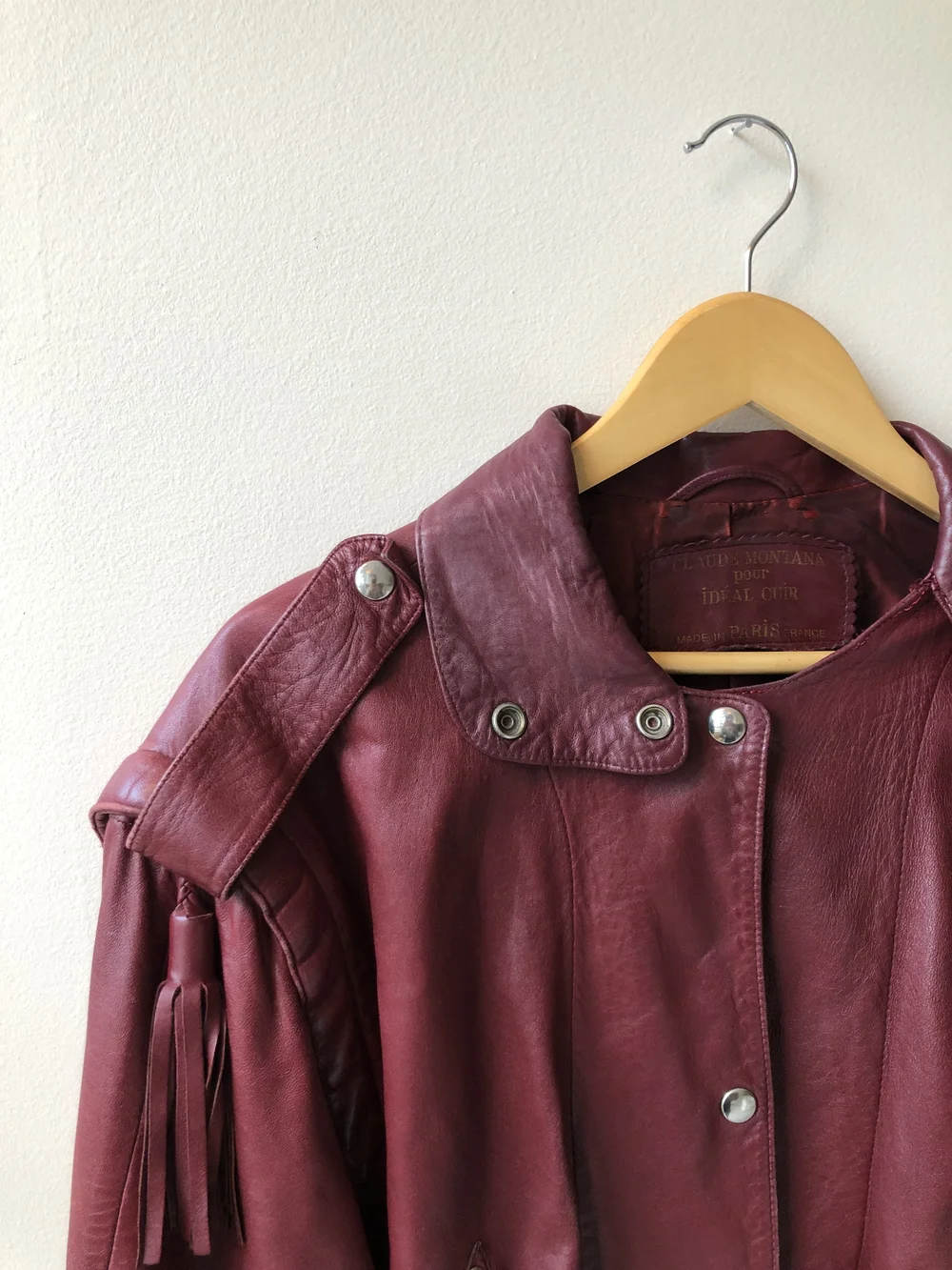 Late 70s/Early 80s Claude Montana Burgundy Leather Jacket - — body